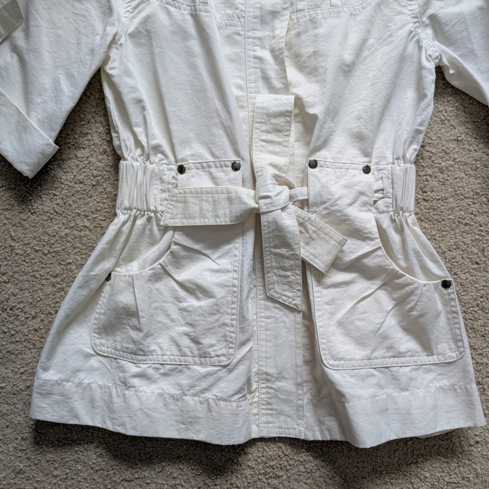 Luii White High Collar Half Sleeve Jacket Size Small - Picture 6 of 11